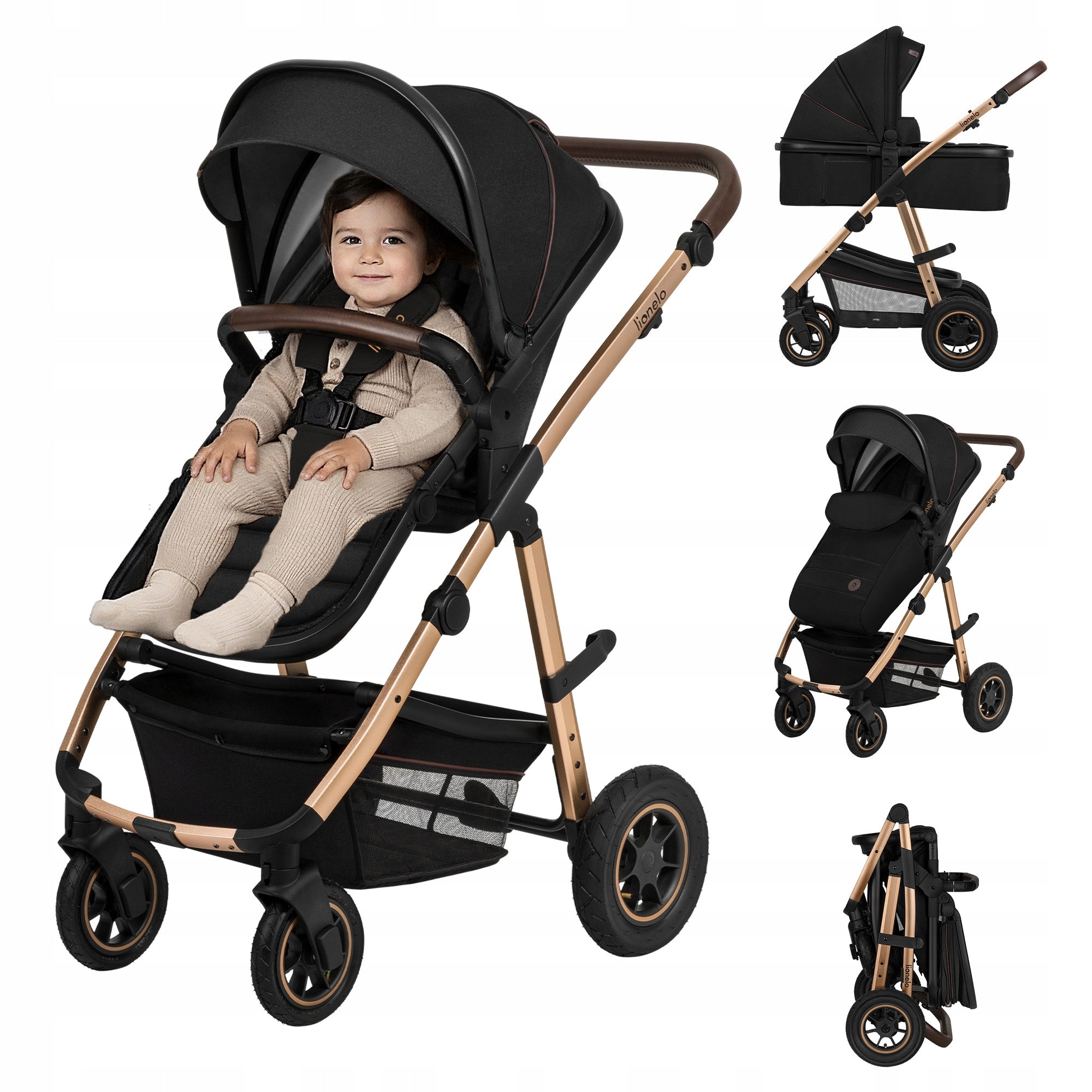 Baby Stroller 2in1 Stroller Gondola Folding Addition Set Lionelo Amber