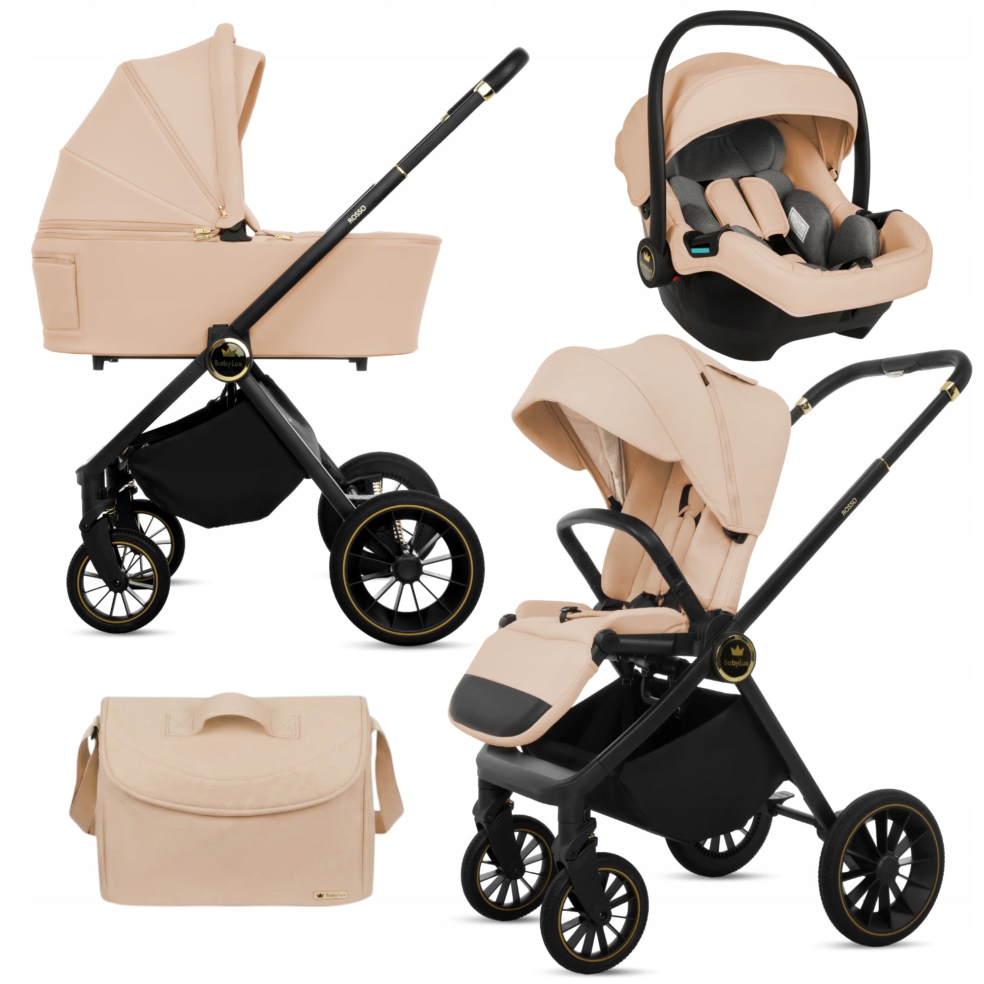 Baby Stroller 3in1 BabyLux ROSSO Stroller Gondola Seat Multifunctional
