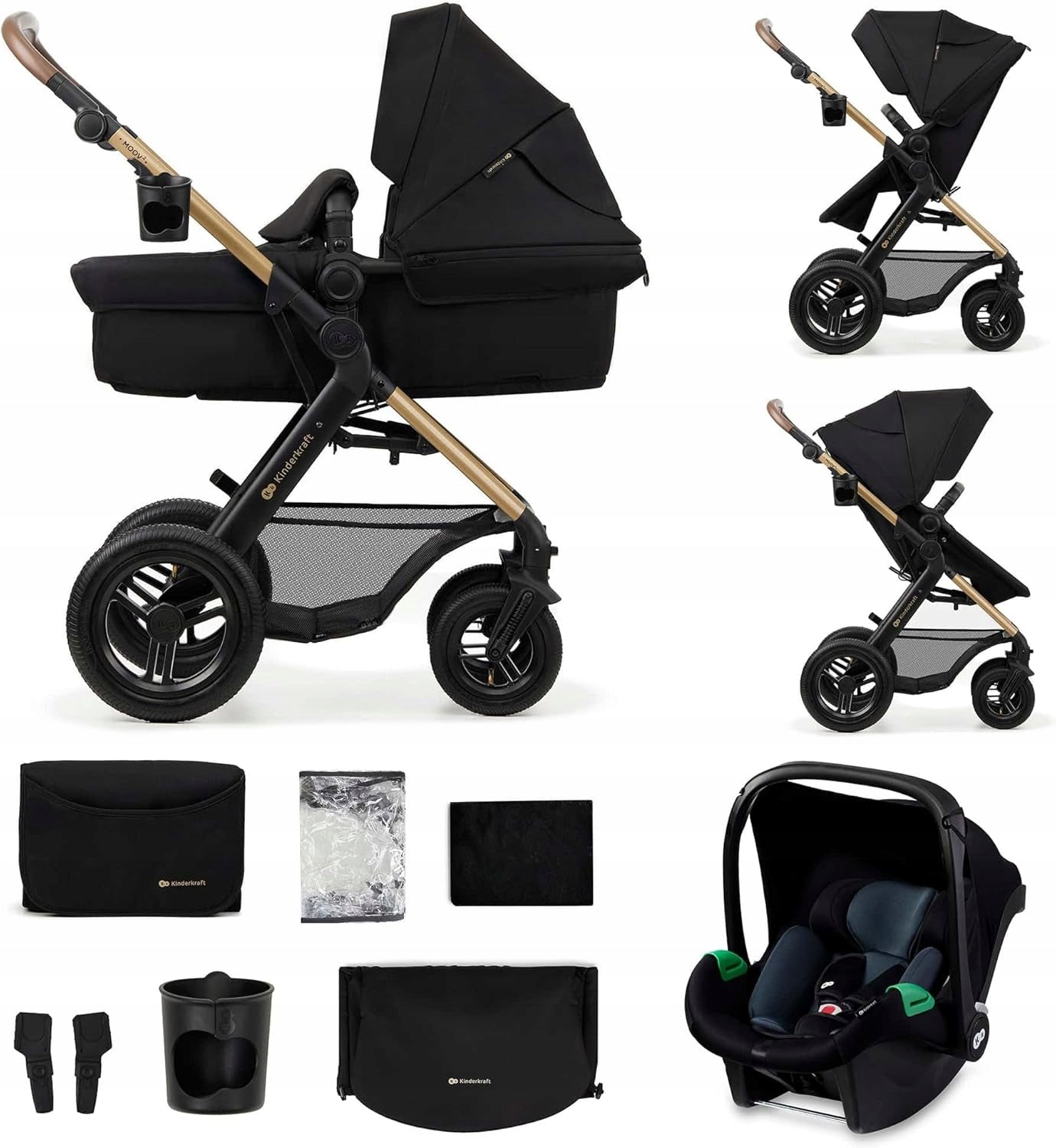 Baby Stroller 3in1 Kinderkraft MOOV 2 AIR Multifunctional Seat Black