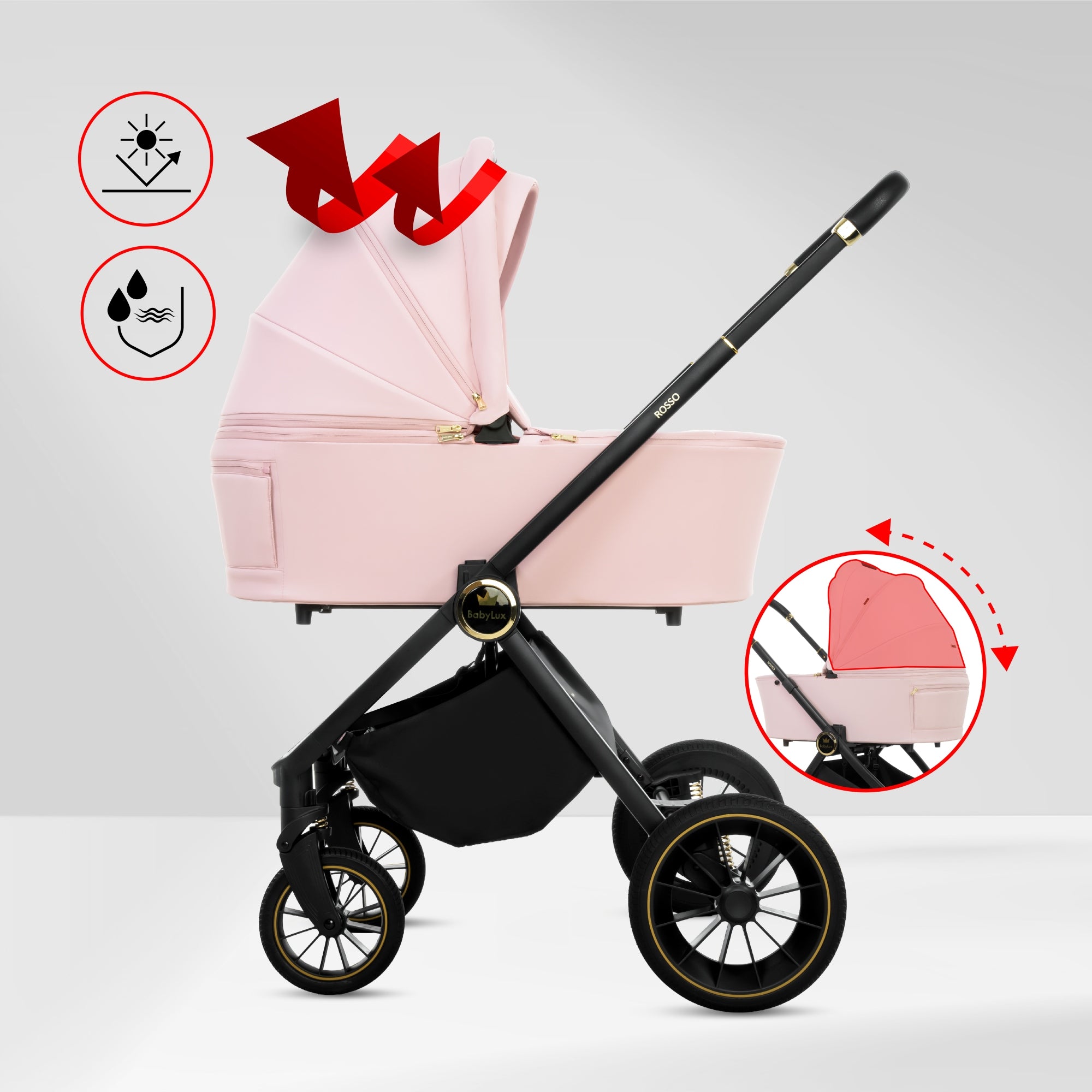 Baby Stroller 4in1 BabyLux ROSSO Stroller Gondola Seat Base Isofix Manufacturer code 5904905127990