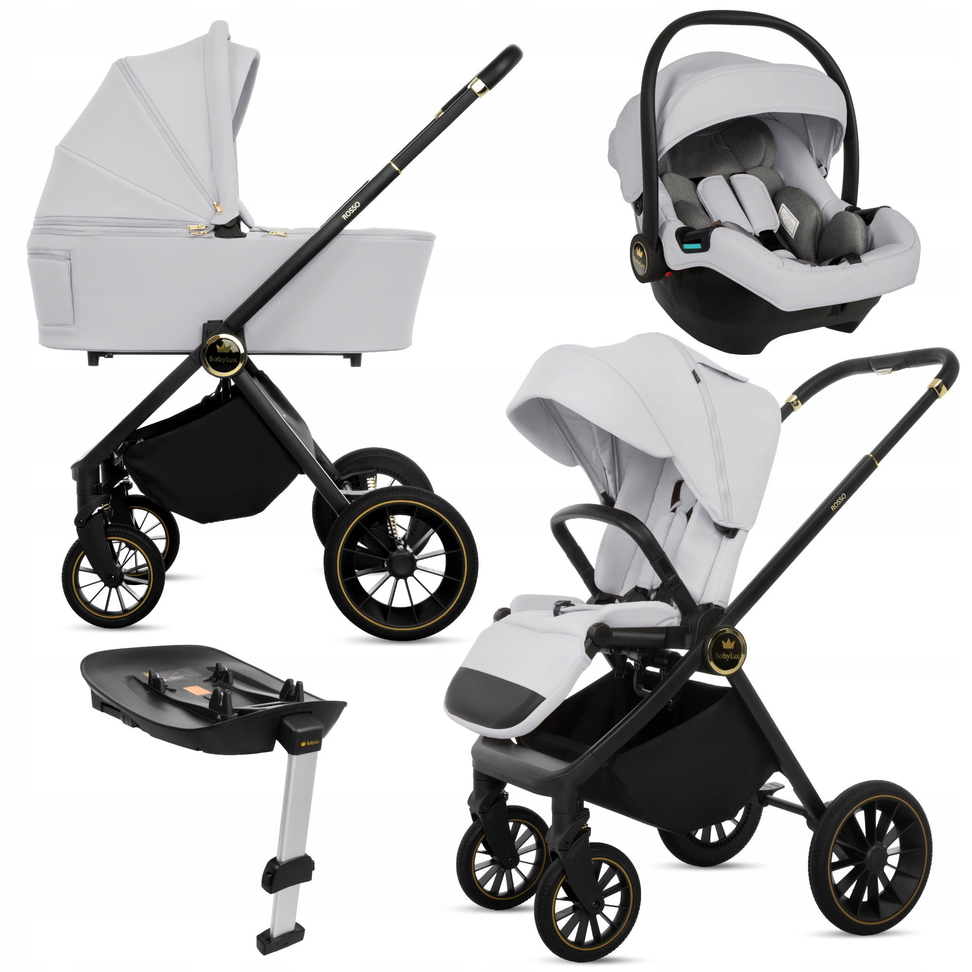 Baby Stroller 4in1 BabyLux ROSSO Stroller Gondola Seat Base Lightweight