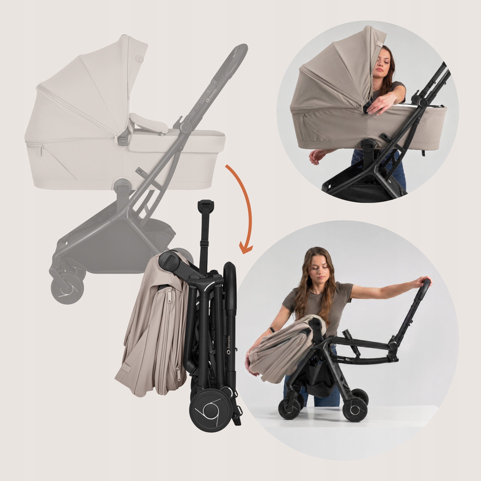Baby Stroller Folding Gondola Compact 2in1 Lionelo Sia Flex Manufacturer code LO-SIA FLEX BEIGE SAND