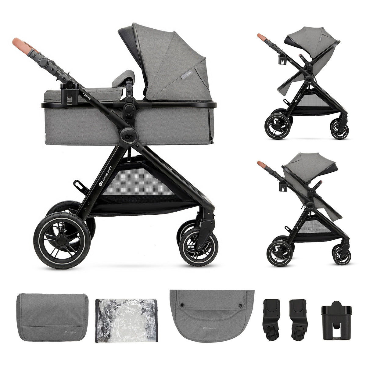Baby Stroller Kinderkraft ESME 2 in 1 2025 Moonlight Grey