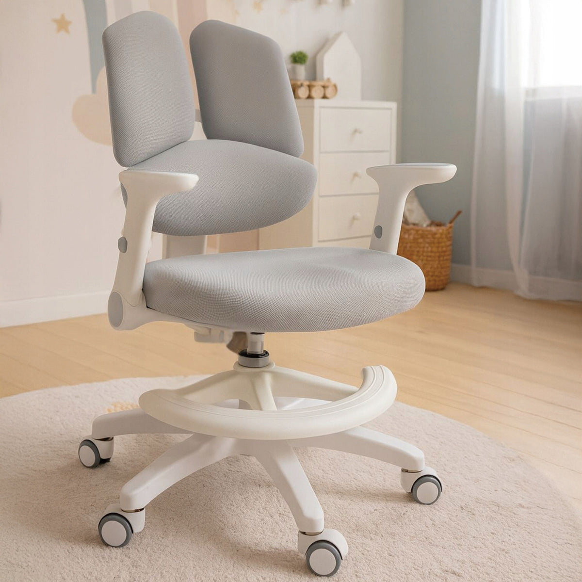 Baby Swivel Chair for Desk Adjustable Grey with Footrest