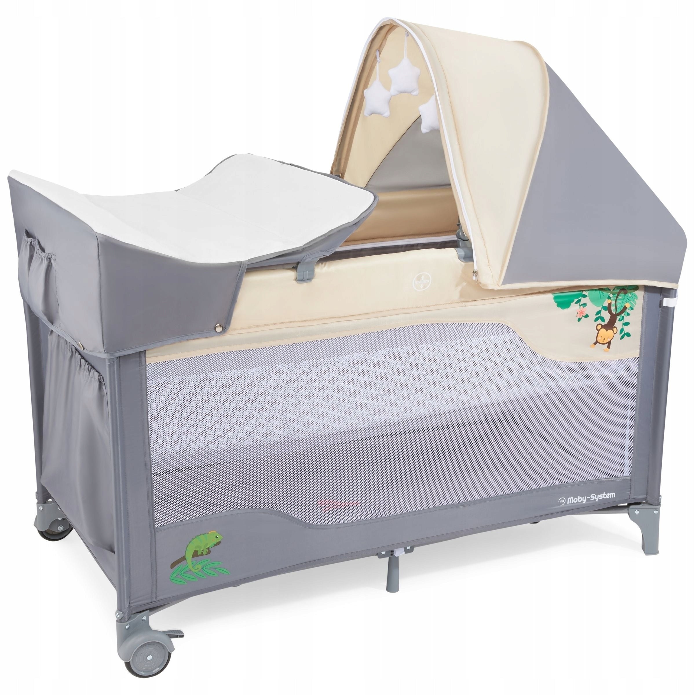 Baby Travel Cot Folding Changing Table On Top Bag Transportation. Brand Moby System