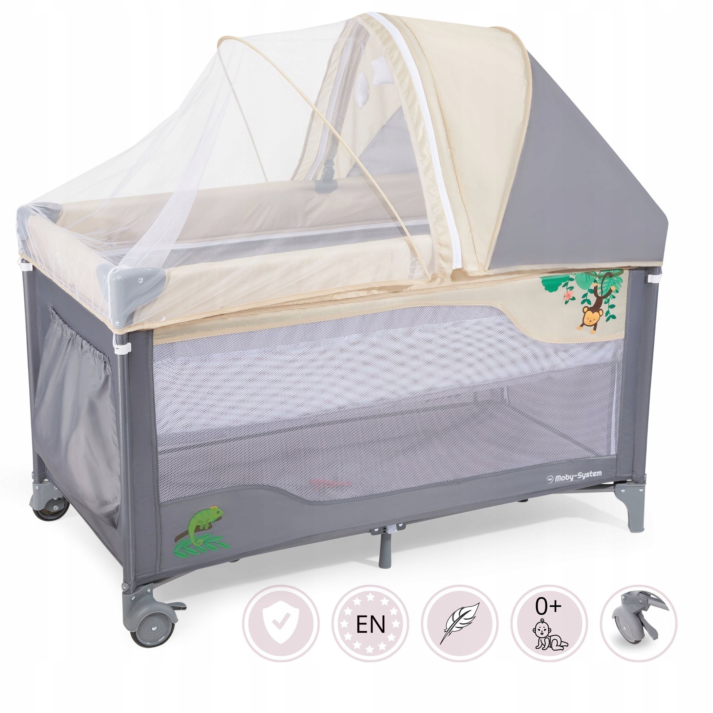 Baby Travel Cot Folding Changing Table On Top Bag Transportation. Color multicolor