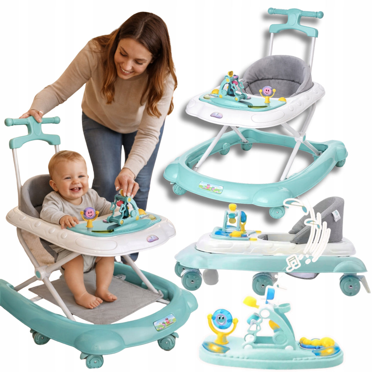 Baby Walker 3in1 Pusher Equestrian Interactive for Baby Adjustable