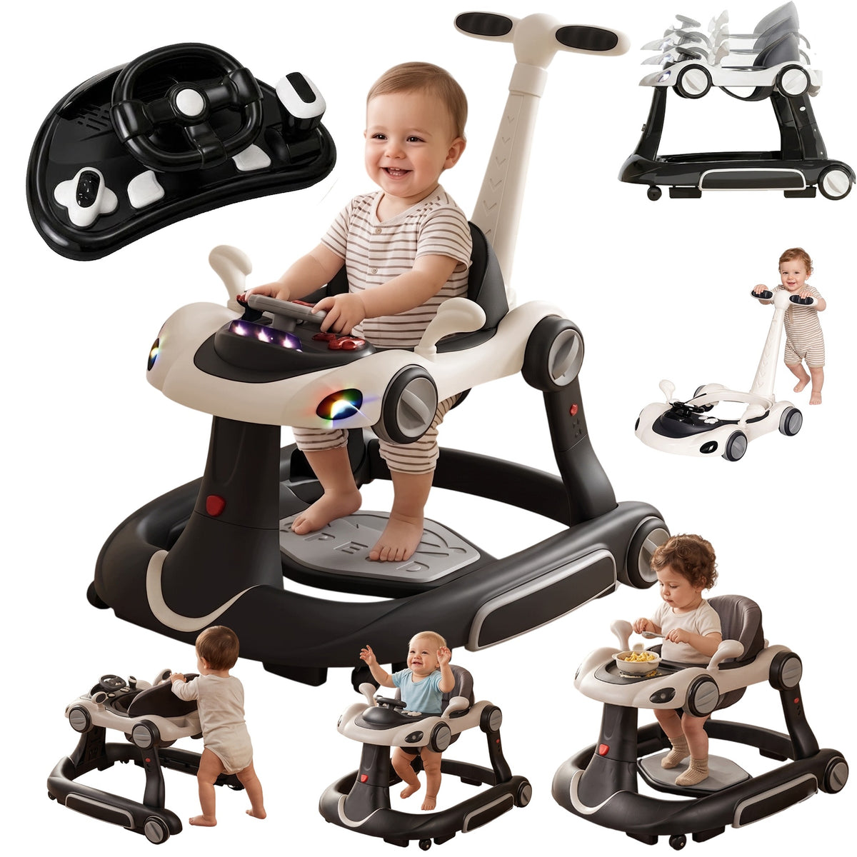 Baby Walker Car Pusher Grows with Baby Rocker Adjustable