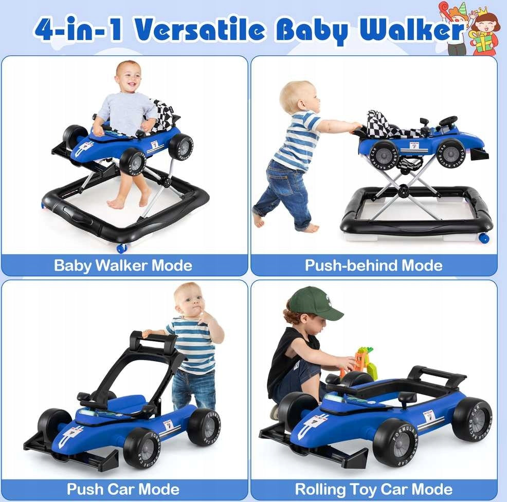 Baby Walker F1 4in1 Blue Adjustable 3 Levels Blue Packaging status original