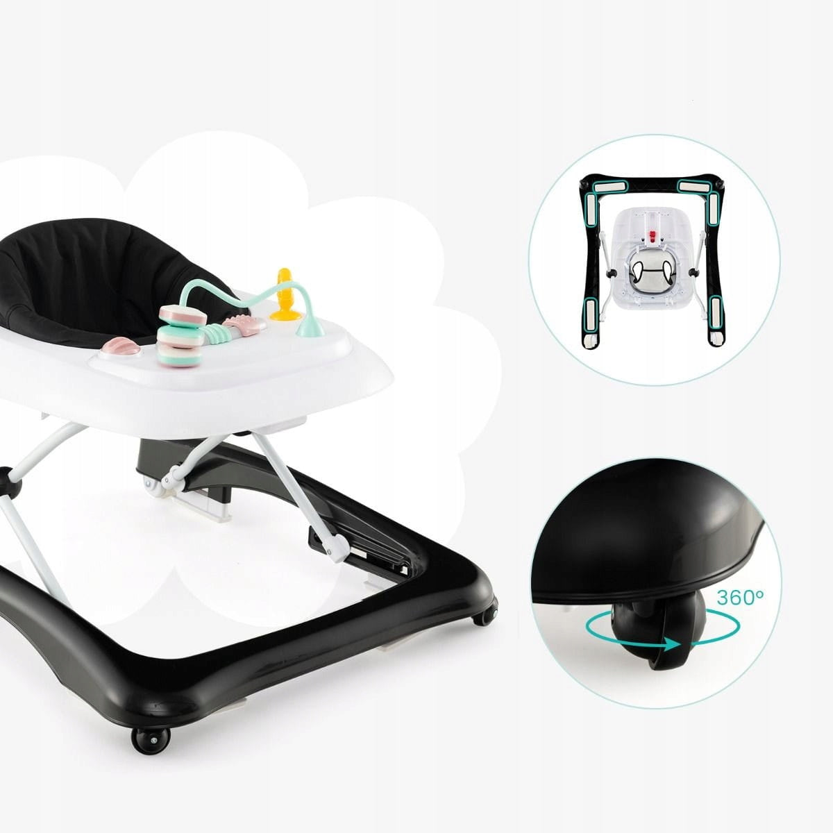 Baby Walker Ride-On Pusher Black Color black