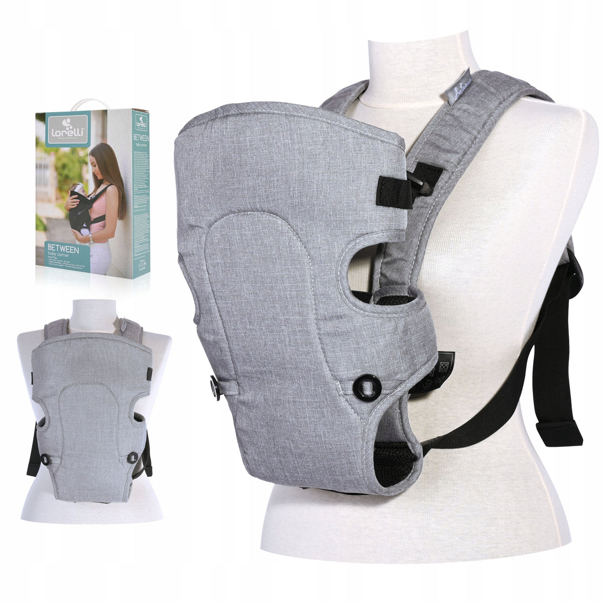 Baby carrier ergonomic adjustable Lorelli Between grey Packaging status original