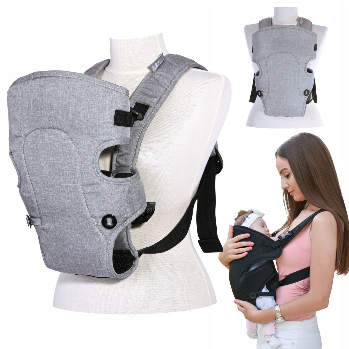 Baby carrier ergonomic adjustable Lorelli Between grey