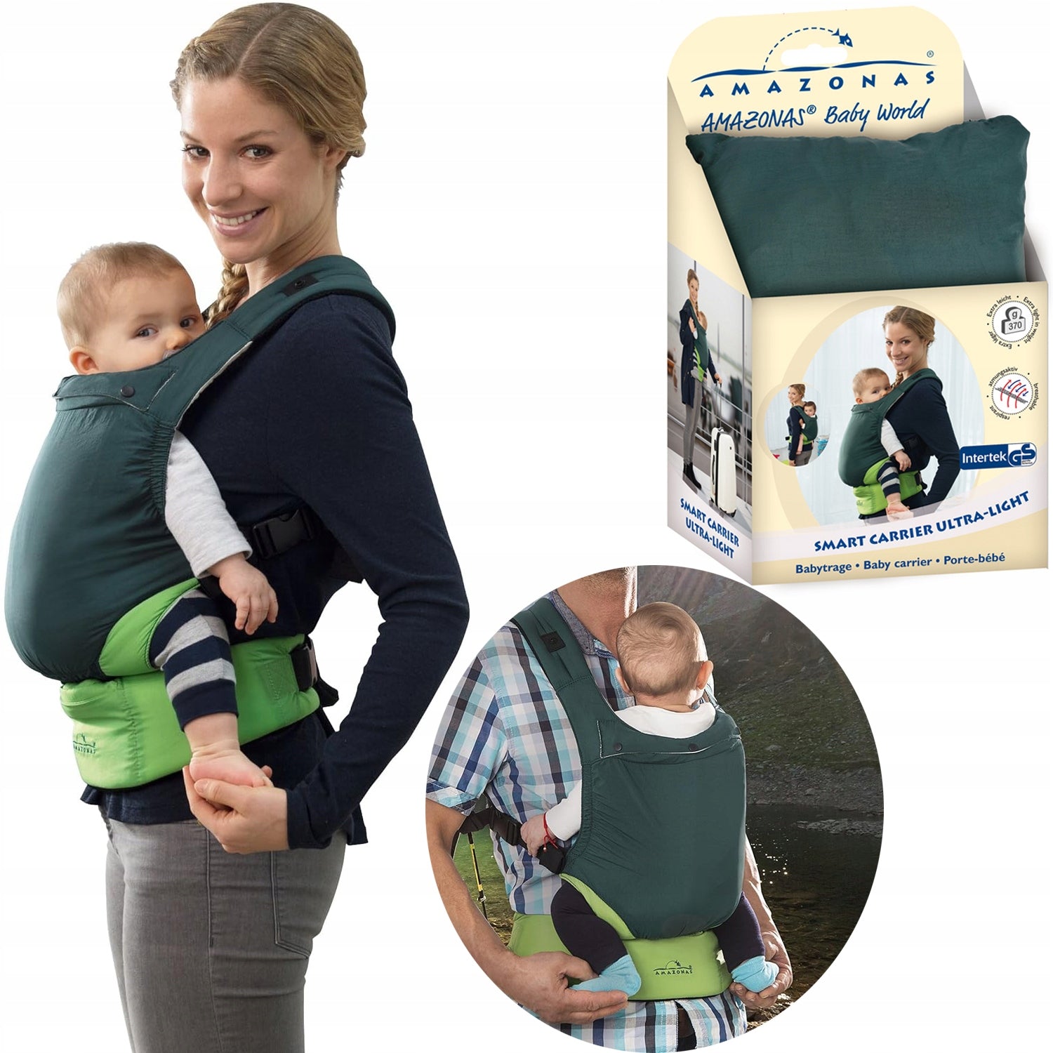 Baby carrier scarf Amazonas Smart Carrier Ultra-Light green15kg