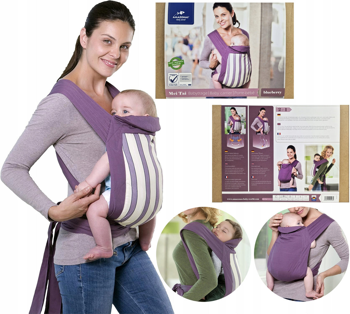 Baby carrier scarf Mei Tai blueberry Amazonas 15 kg