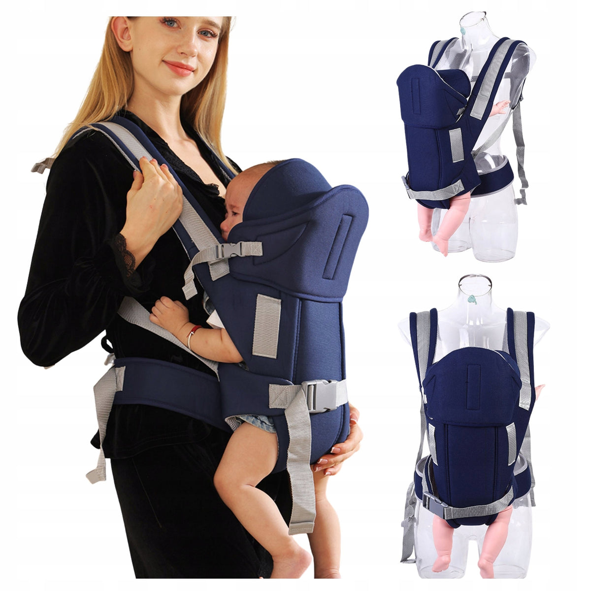 Baby carrier tourist hip ergonomic up to 13kg navy blue