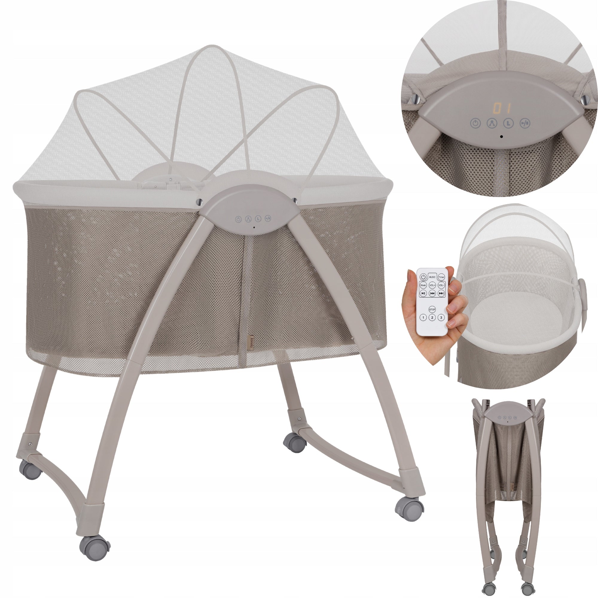 Baby cot WITH MOSQUITO NET CRADLE FOLDING 2in1 wheels Lionelo Gaya
