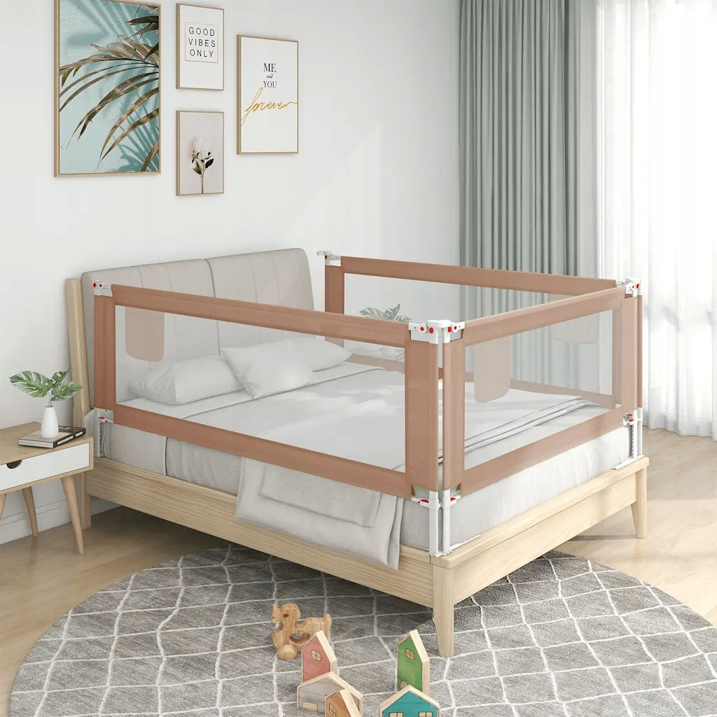 Baby cot barrier, taupe, 150x25 cm, fabric