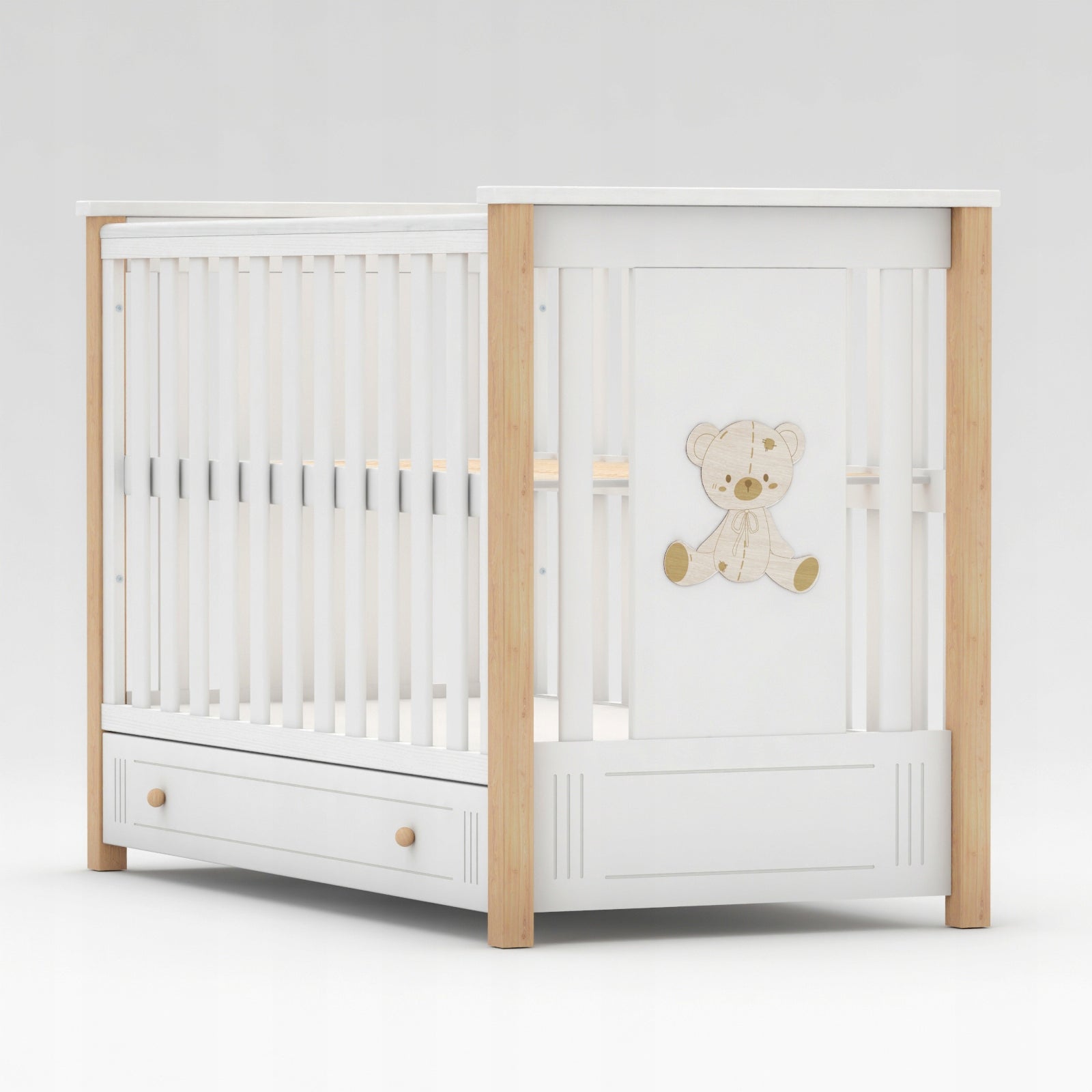 Baby cot with drawer and couch DIEGO (white/natural) EAN (GTIN) 5905080802320