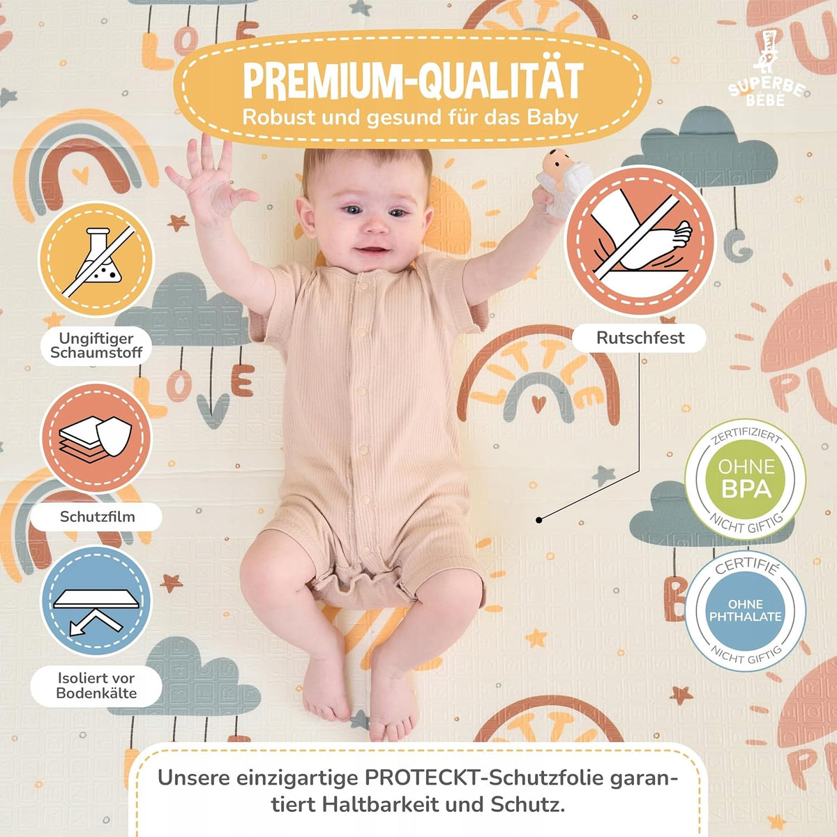 Baby crawling mat foldable 150 x 180 x 1 cm Manufacturer code 3760385740935