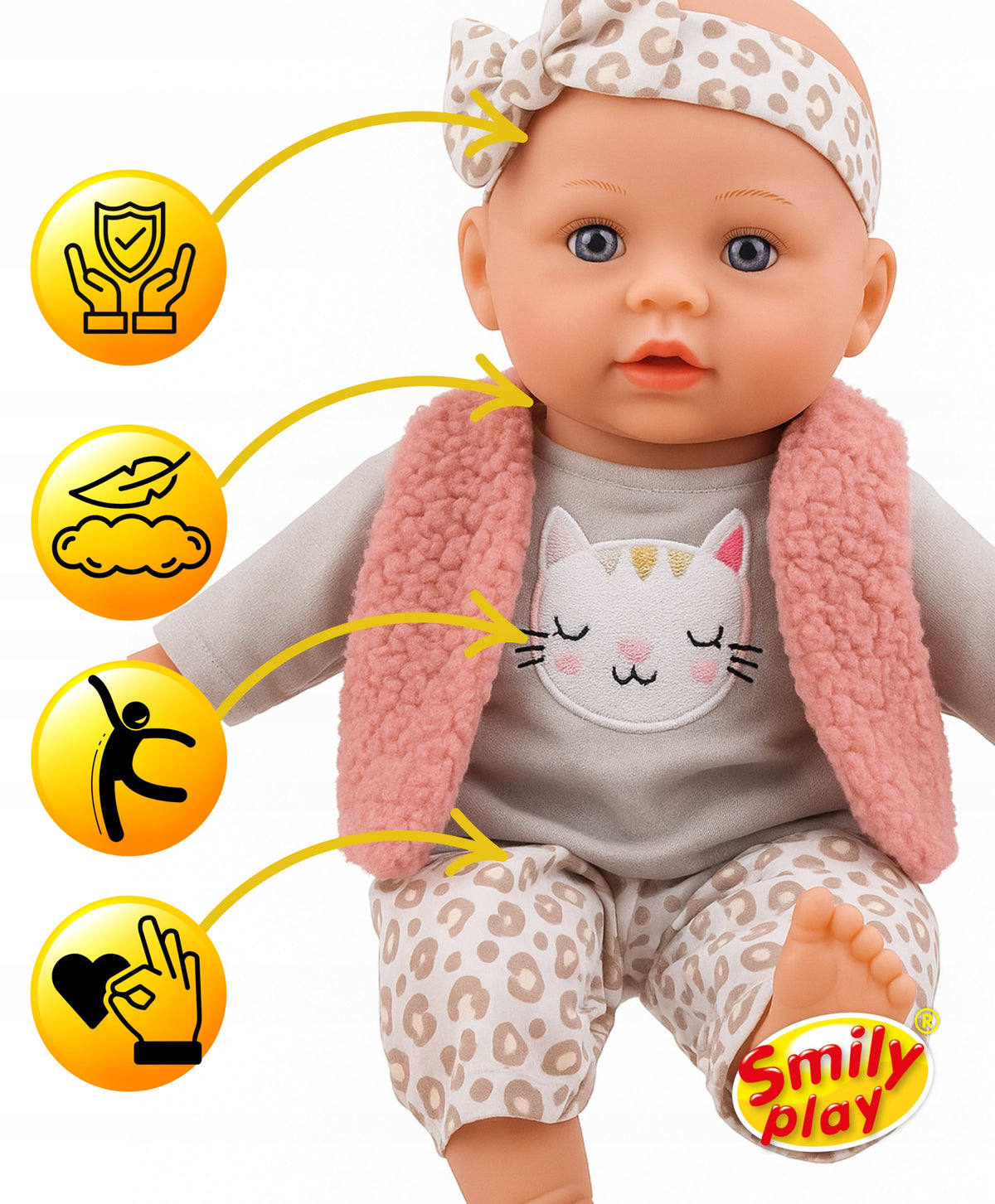 Baby doll large 32 cm interactive singing speaks 2 languages PL EN SMILY PLAY Manufacturer code jak żywa realistyczna niemowlak dla dzieci