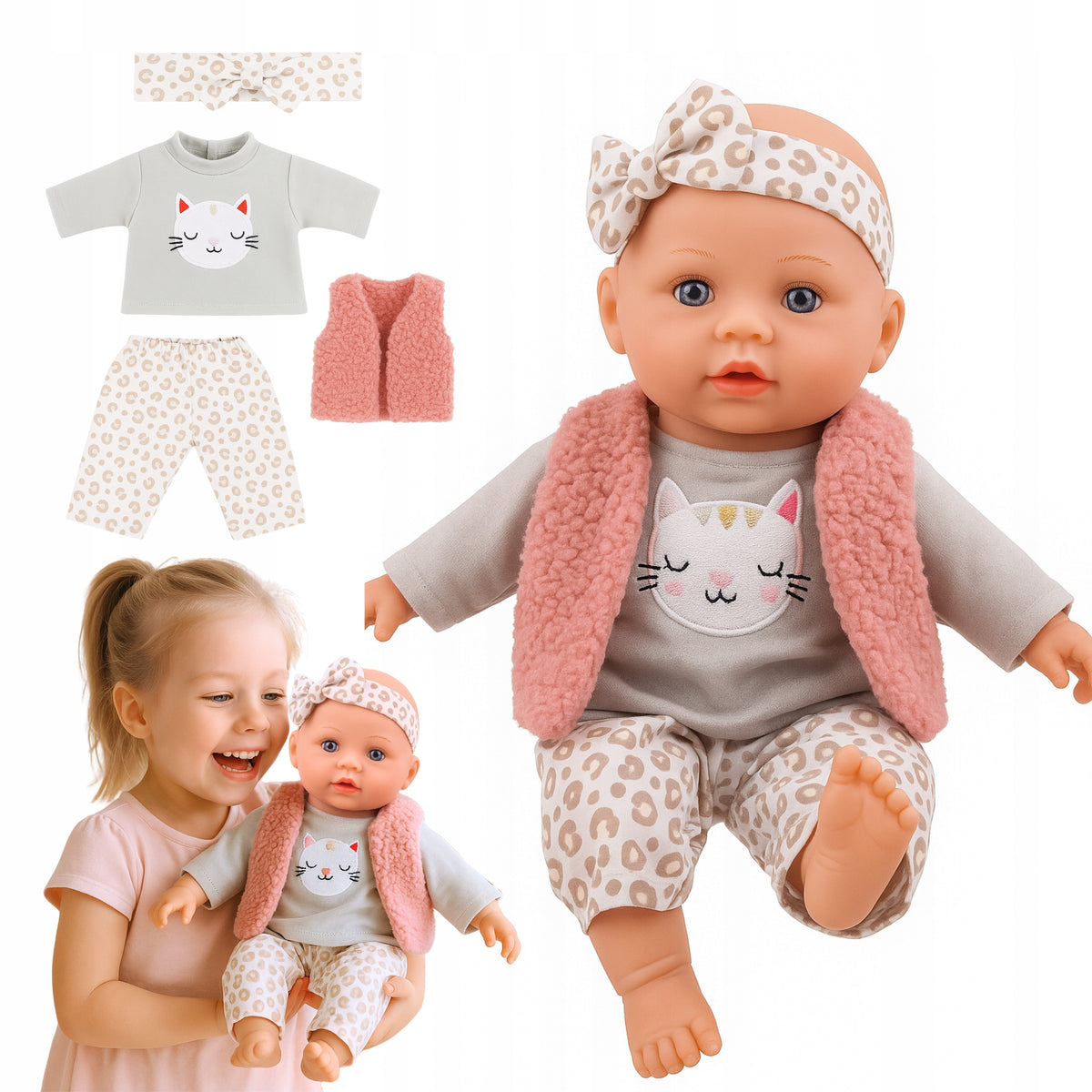 Baby doll large 32 cm interactive singing speaks 2 languages PL EN SMILY PLAY