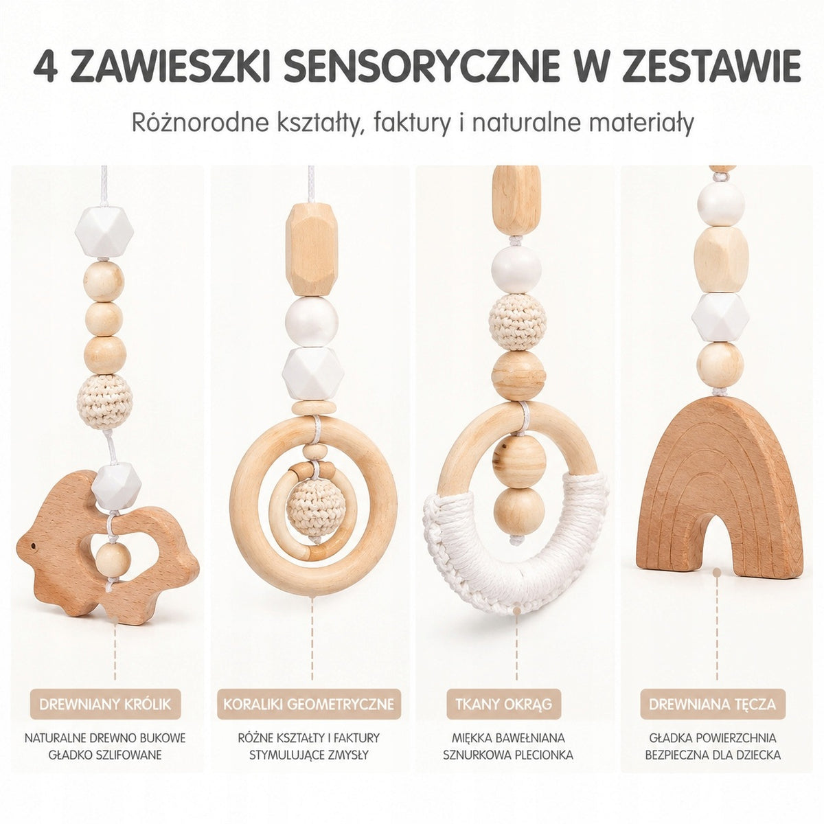 Baby gym wooden educational stand with mat 4 pendants 8 rings Manufacturer code 787371260706