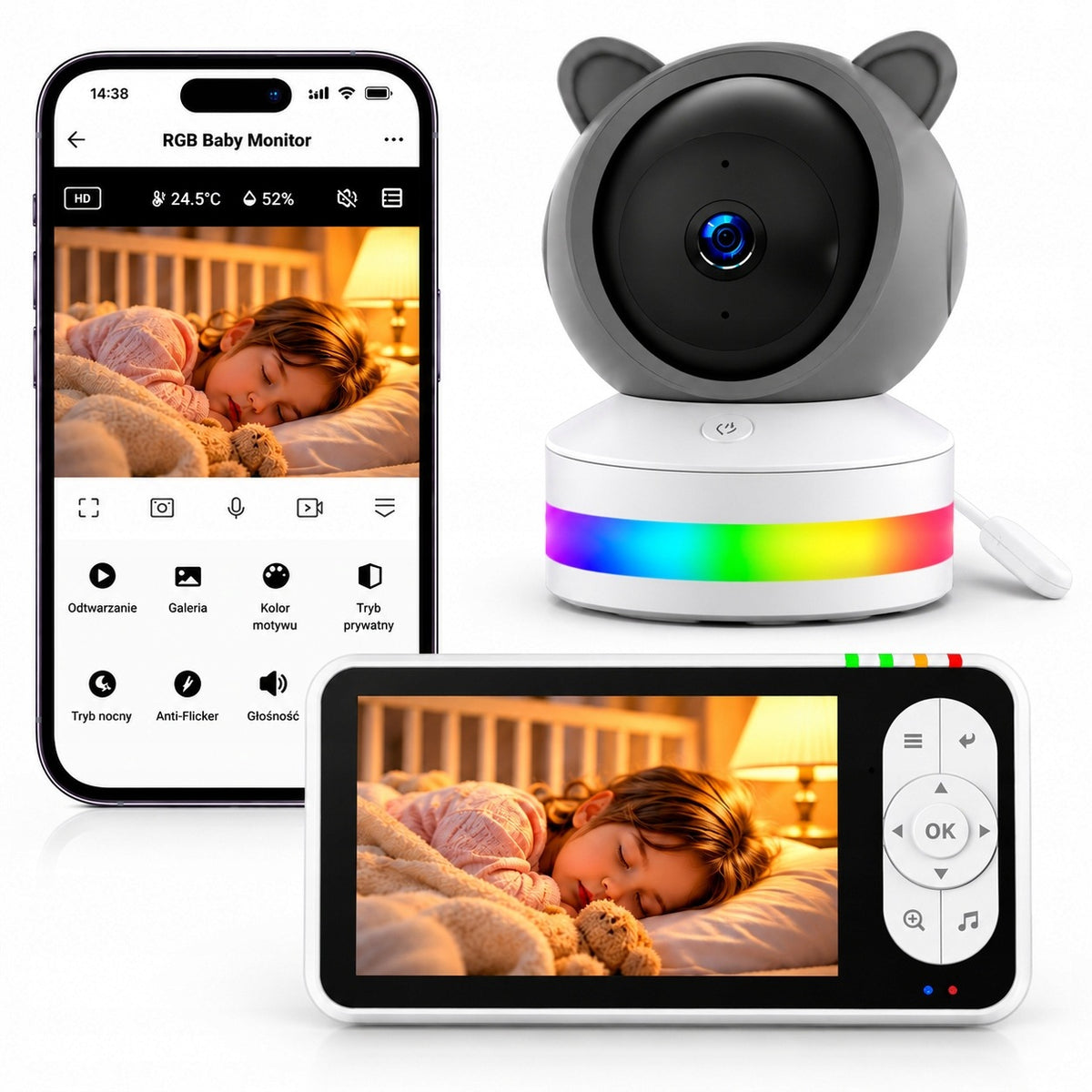 Baby monitor VIZOA BM16 Full HD monitor 5" WiFi RGB Tuya light