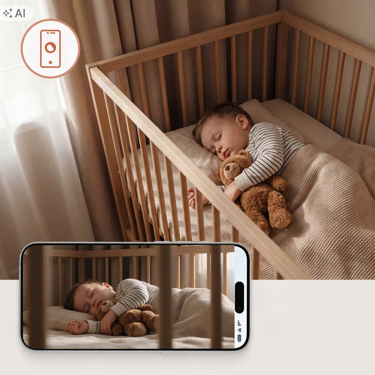 Baby monitor WiFi app on tel small for holidays Lionelo BABYLINE Medical device no