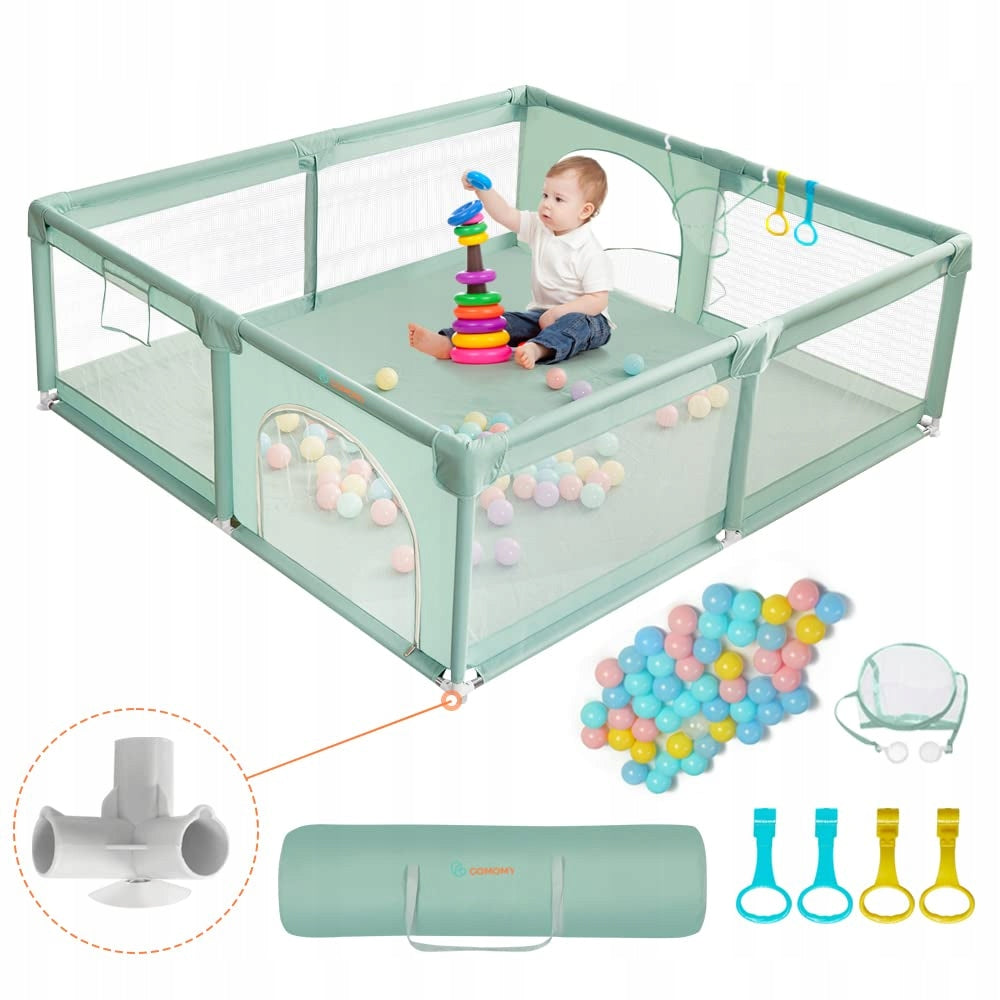 Baby playpen 180x200cm COMOMY with balls and storage bag