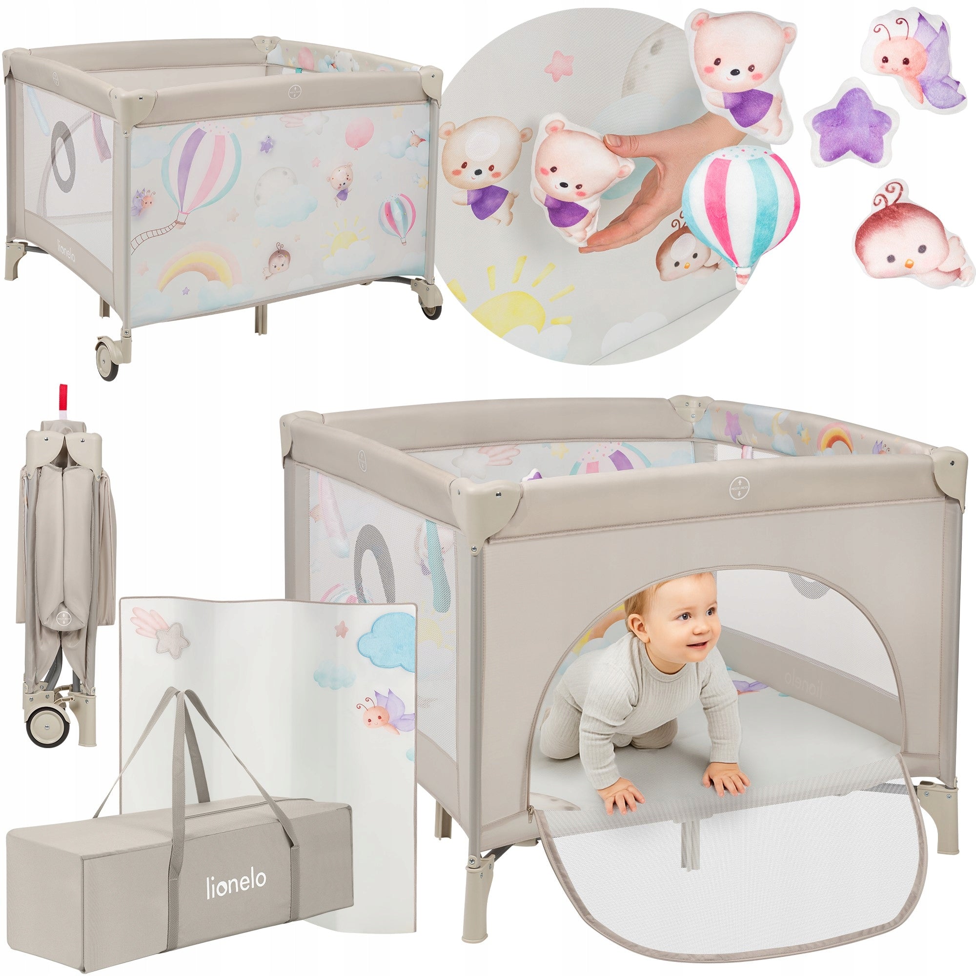 Baby playpen folding MATTRESS carry bag wheels Lionelo Mille+ Packaging status original