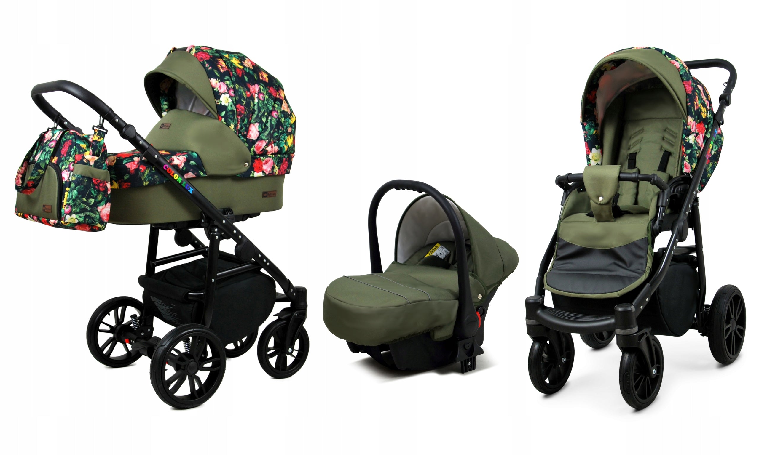 Baby stroller 3in1 BabyLux Colorlux stroller gondola seat green Manufacturer code 5903689797818