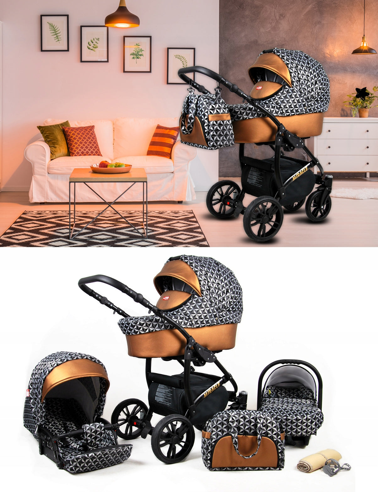 Baby stroller 3in1 BabyLux MIRACLE gondola stroller car seat Brand BabyLux