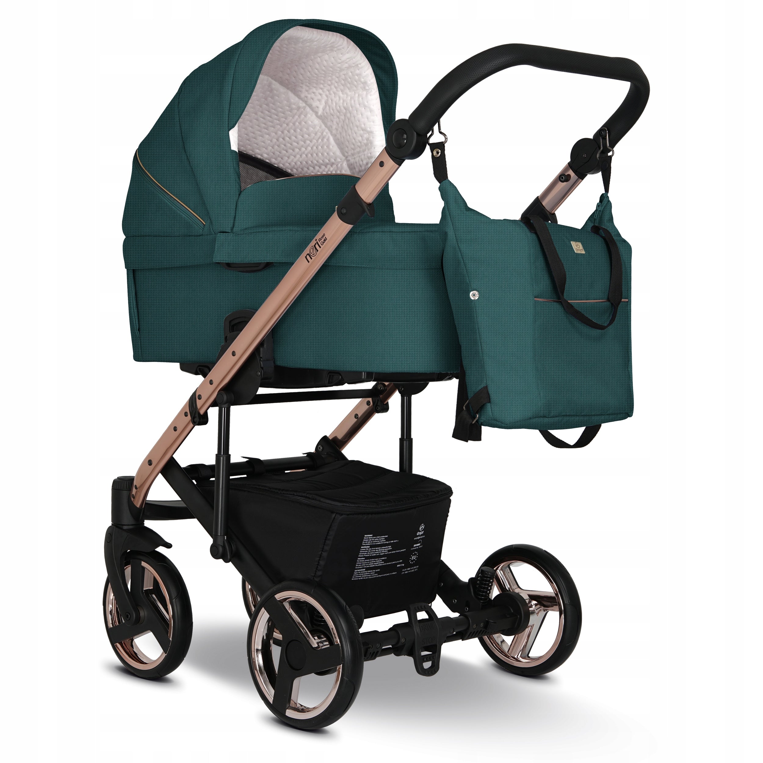 Baby stroller 3in1 EMJOT NERI ROSE GOLD - multifunctional, green, F.COSMO Packaging status original