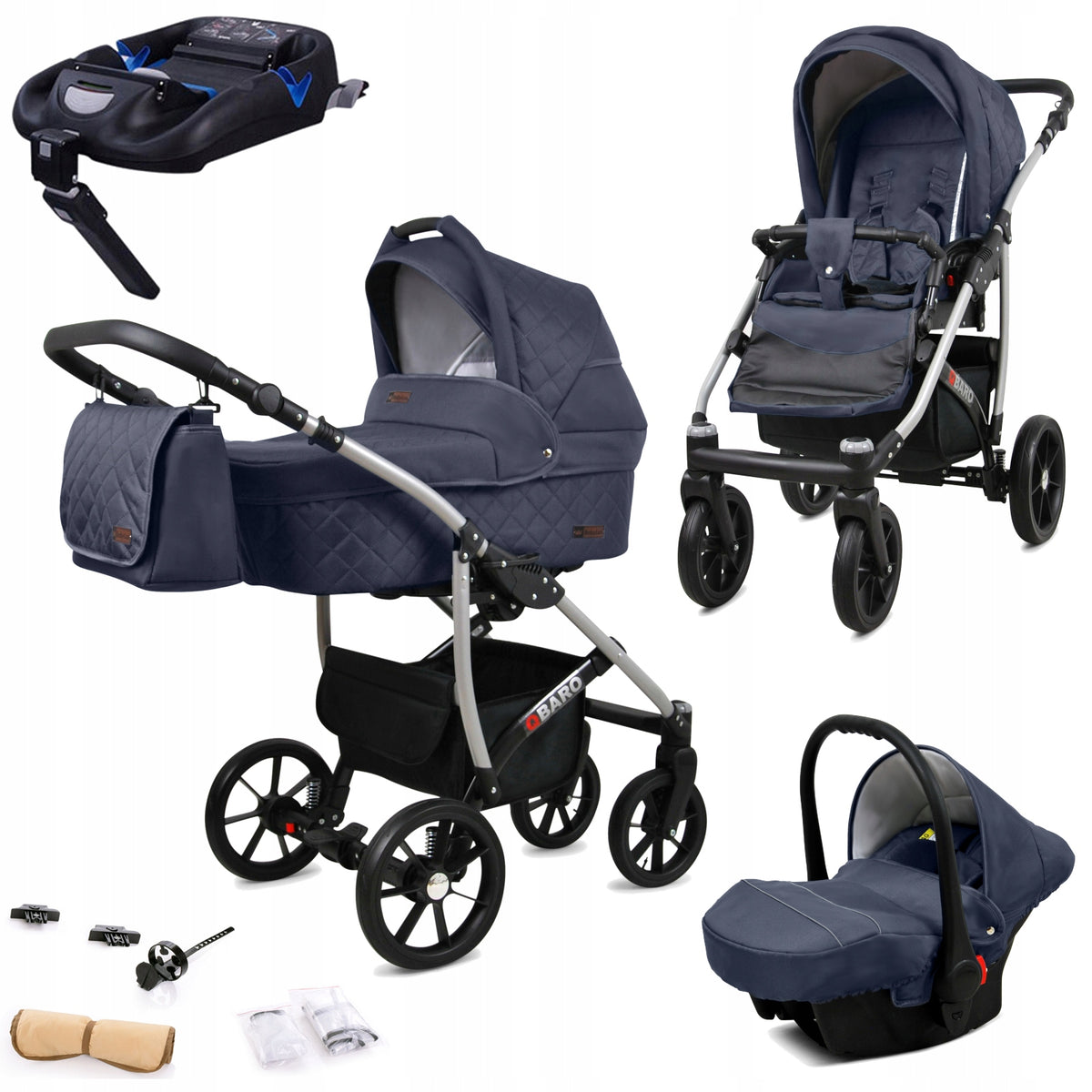 Baby stroller 4in1 BabyLux Qbaro stroller gondola seat ISOFIX base
