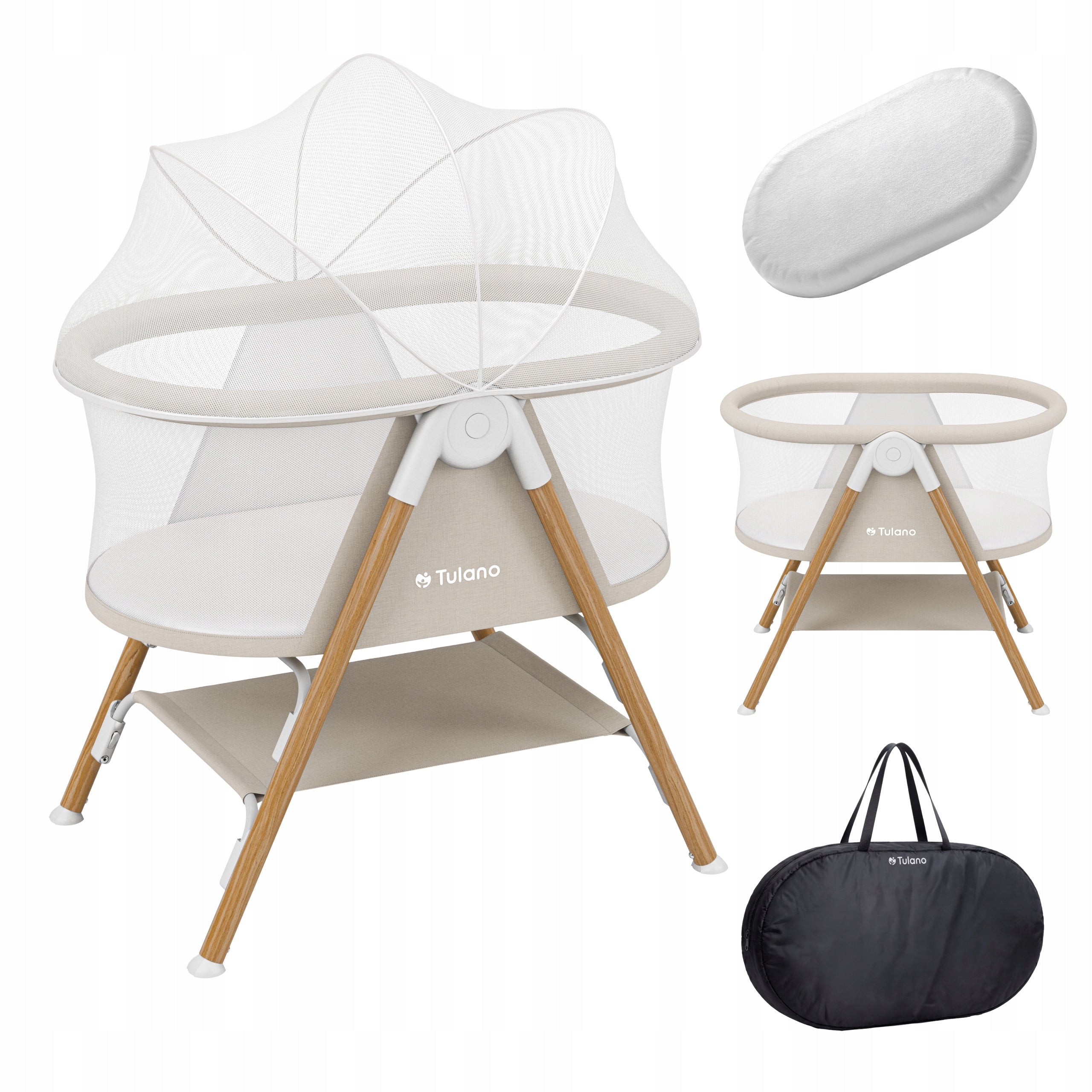 Baby travel cot CRADLE TULANO beige mattress + BAG