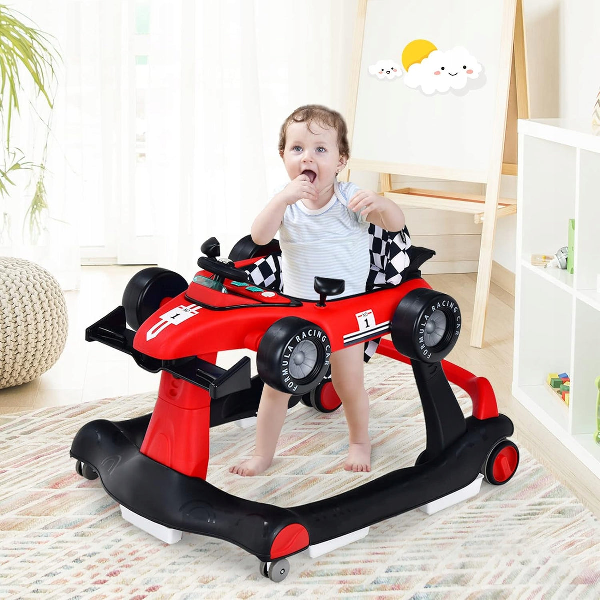 Baby walker 4 in 1, baby walker for baby from 6 months (red) Brand Goplus