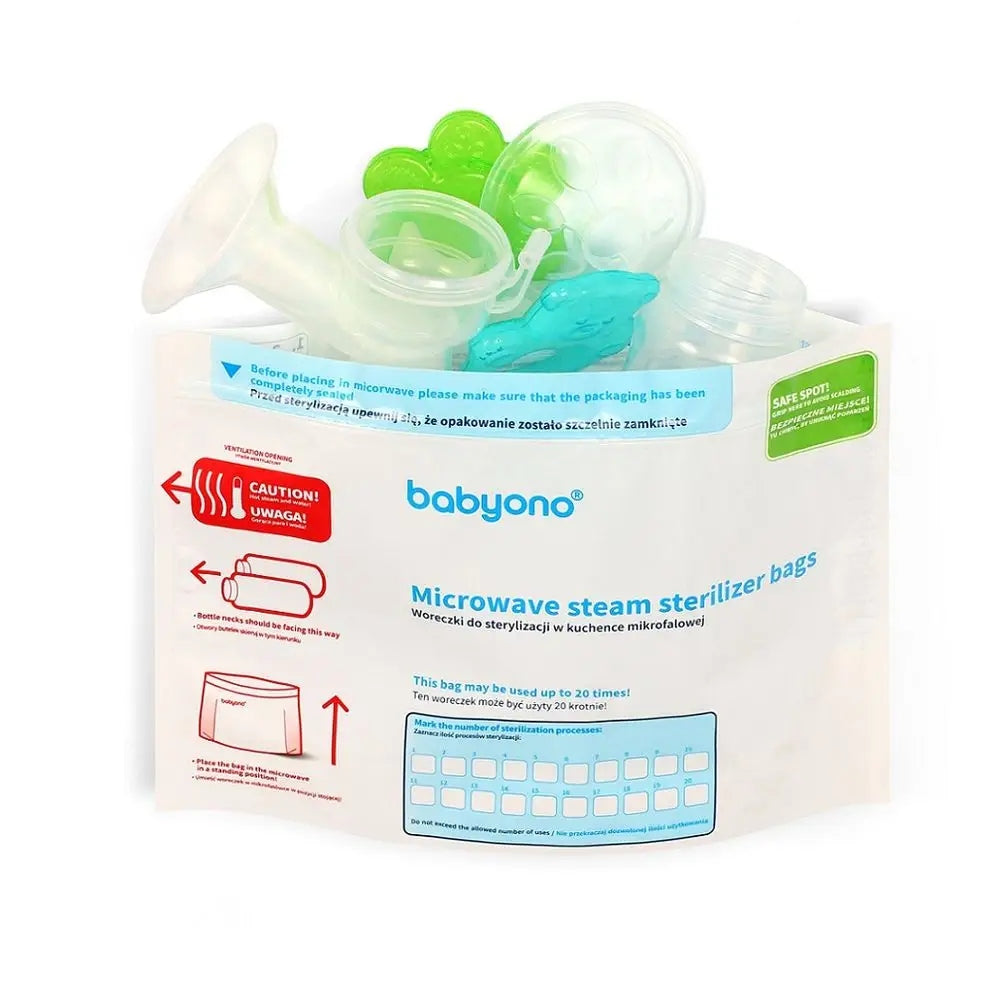 BabyOno Reusable Bags for Sterilization of Bottles and Teats 5pcs. 1038 Brand Babyono