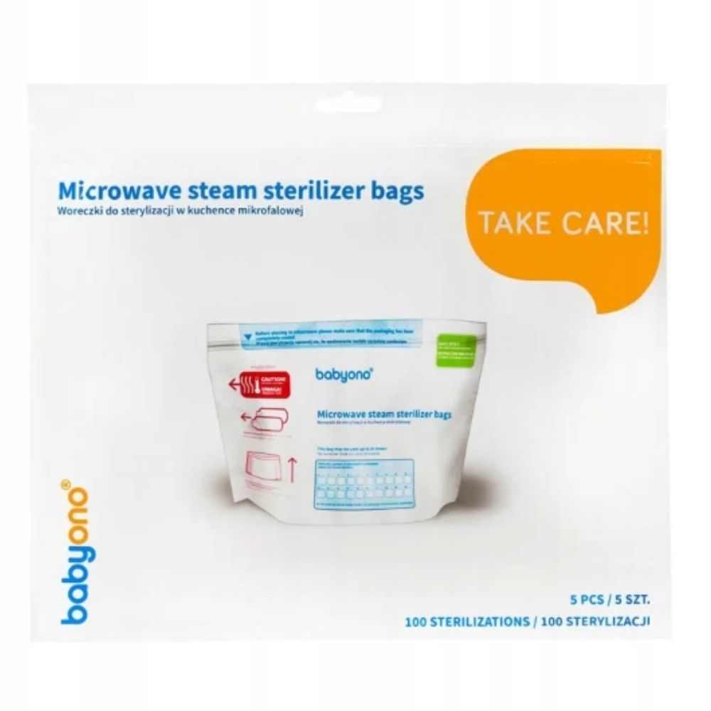BabyOno Reusable Bags for Sterilization of Bottles and Teats 5pcs. 1038