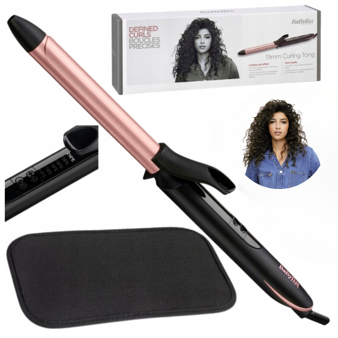 Babyliss Hair Curler Ceramic Rose Quartz 19mm Heat Resistant Mat