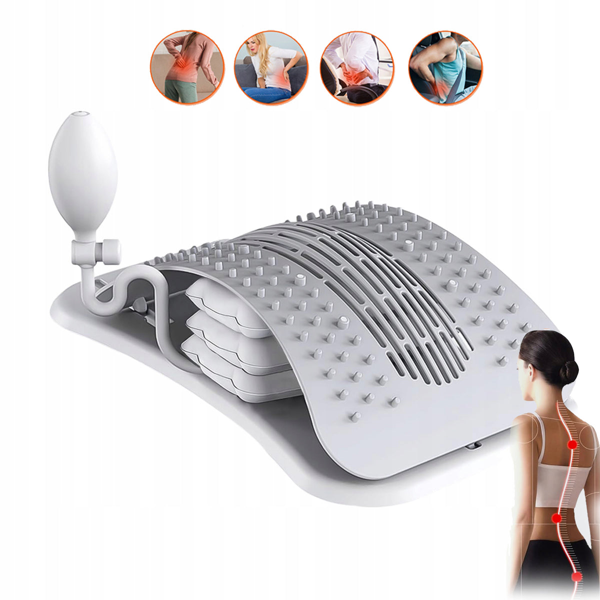 Back Stretcher Trainer For Lumbar Spine With Magnet On Back Pain