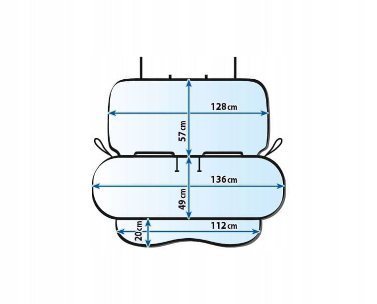 Back seat mat Kegel-Błażusiak Junior Duo Grey L Eco Leather folding Manufacturer code 5-3152-244-3020
