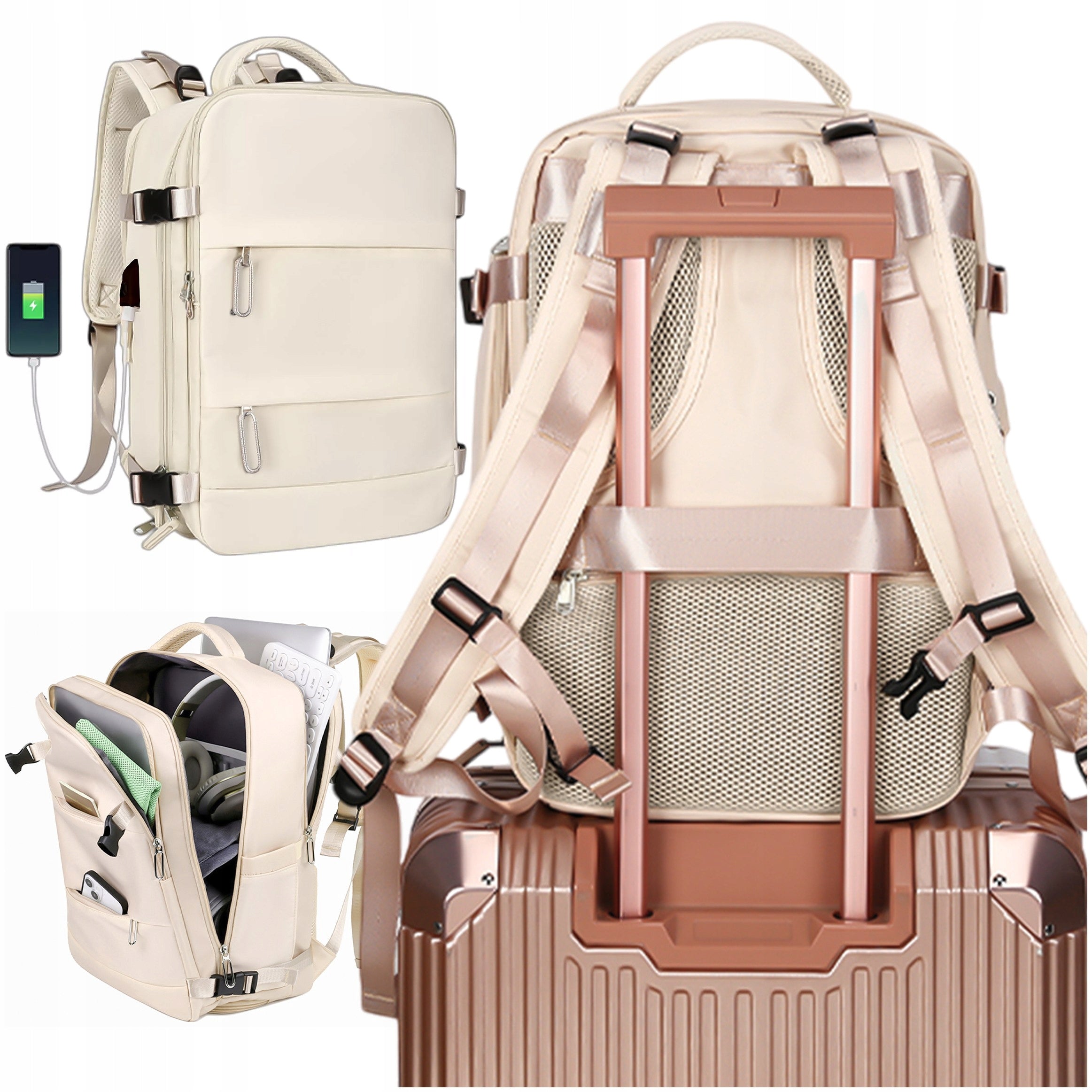 Backpack Hand Luggage for Airplane 45x30x20 Wizzair Cabin USB FORPLANE