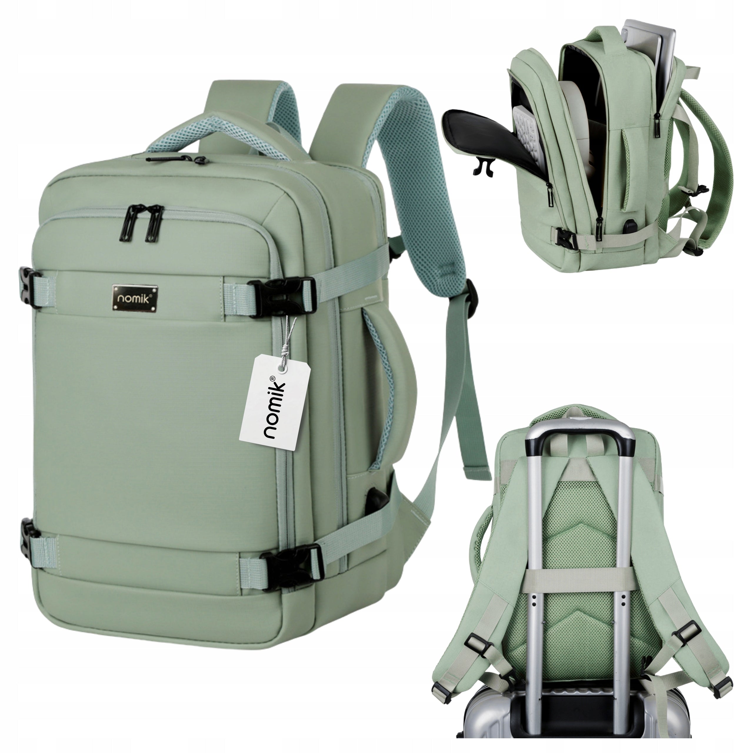 Backpack Ryanair 40x20x25 for airplane cabin hand luggage Wizzair olive