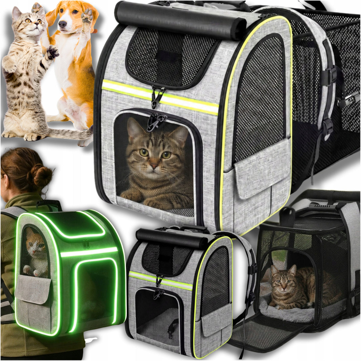 Backpack Transporter For Cat Rabbit Dog Large Playpen With Reflective Ventilation