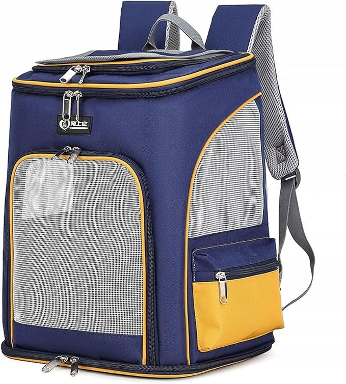 Backpack dog cat transporter 39x31x26 window cosmonaut ventilated yellow