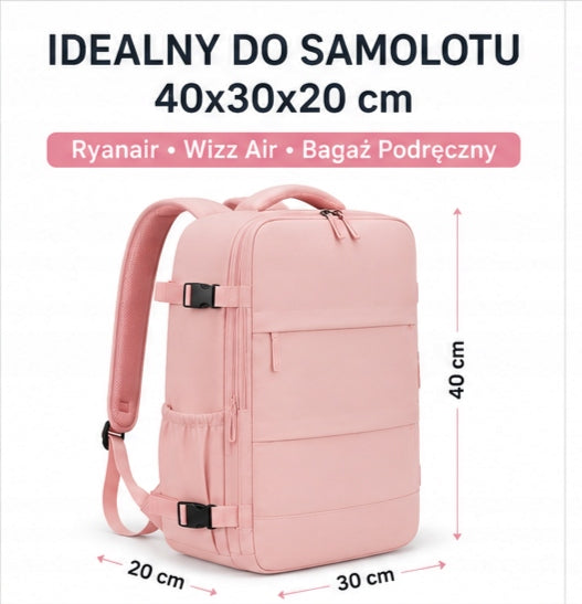 Backpack for Airplane 40x30x20 Hand Luggage Travel Wizz Air EasyJet Manufacturer code Ryanair 40x30x20 pink