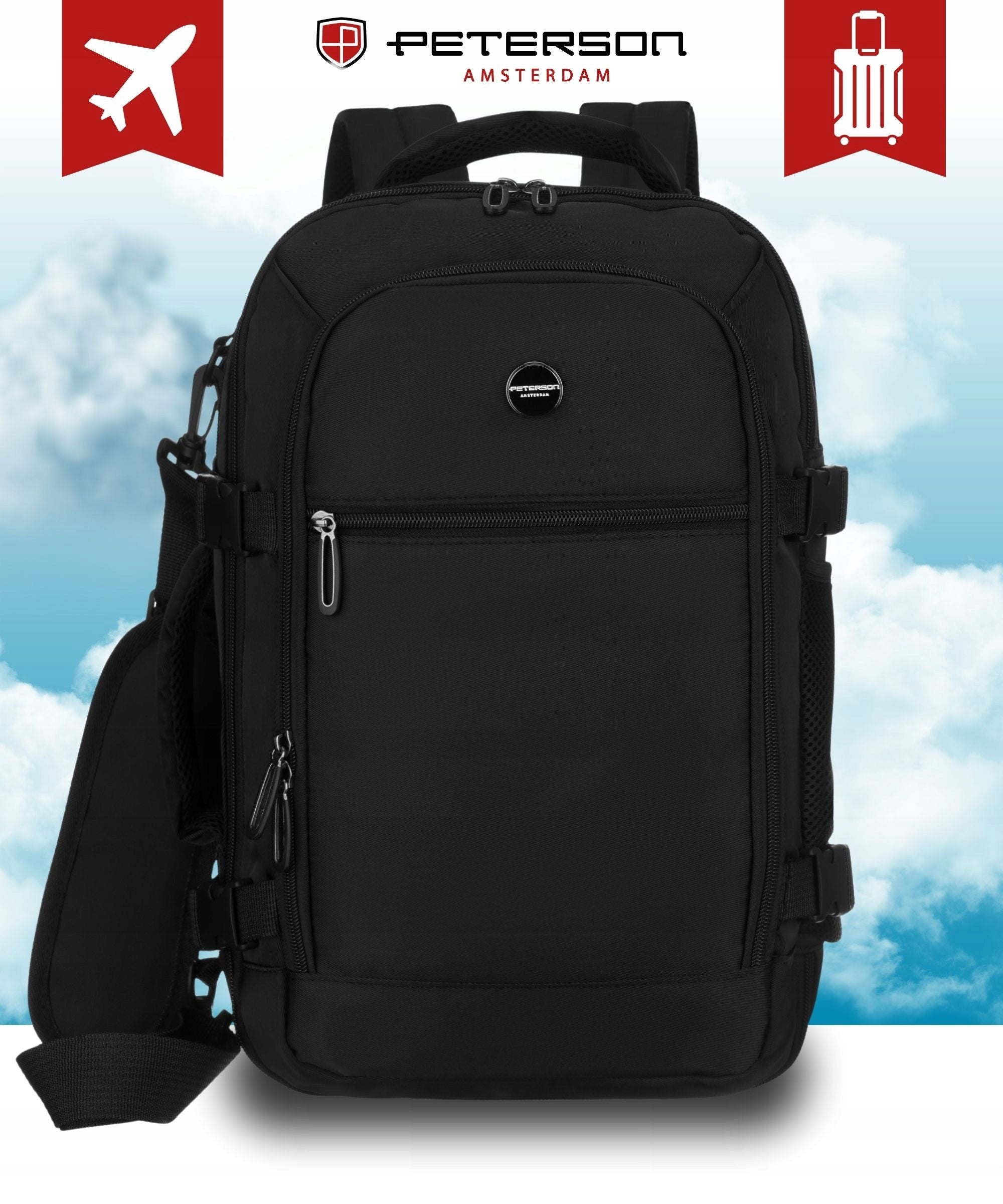 Backpack for airplane Ryanair 40x20x25 cabin hand luggage PETERSON Manufacturer code Plecak bagaż podręczny Ryanair Wizzair