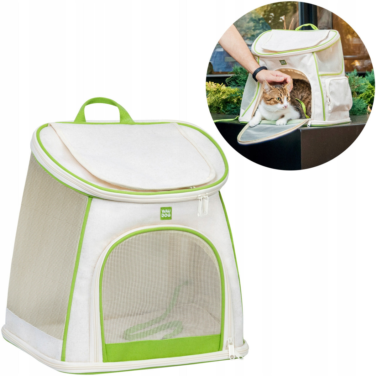 Backpack for cats and small breed dogs WAUDOG Relax Eco, 40x40x26 cm, up to 8 kg