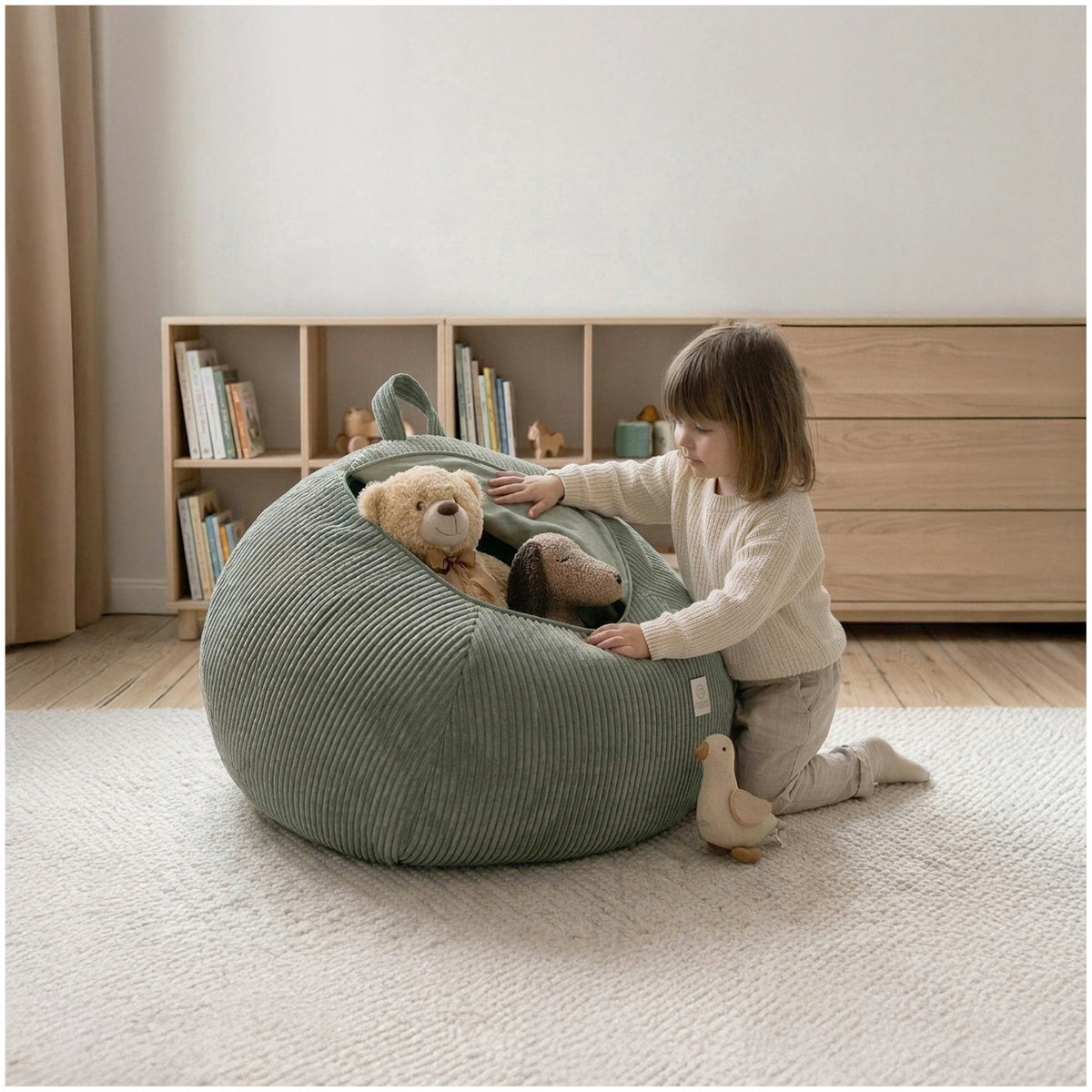 Bag Pouch Toy Bag Plush Toys Pouf Children's Green Misioo Manufacturer code Fotel Worek na zabawki