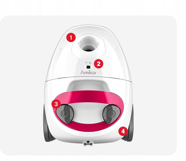 Bagged vacuum cleaner Amica VM1033 900W 2L EPA Operating range 7 m